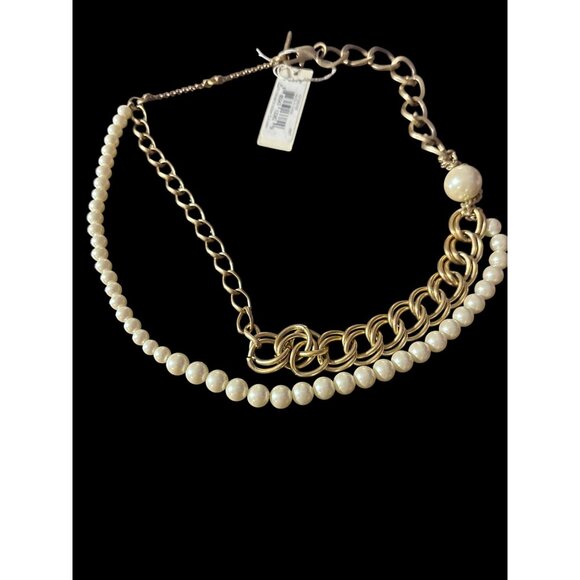 Kenneth Cole Gold-Tone Chain & Faux Pearl Layered Necklace With Lobster Clasp - Picture 15 of 15